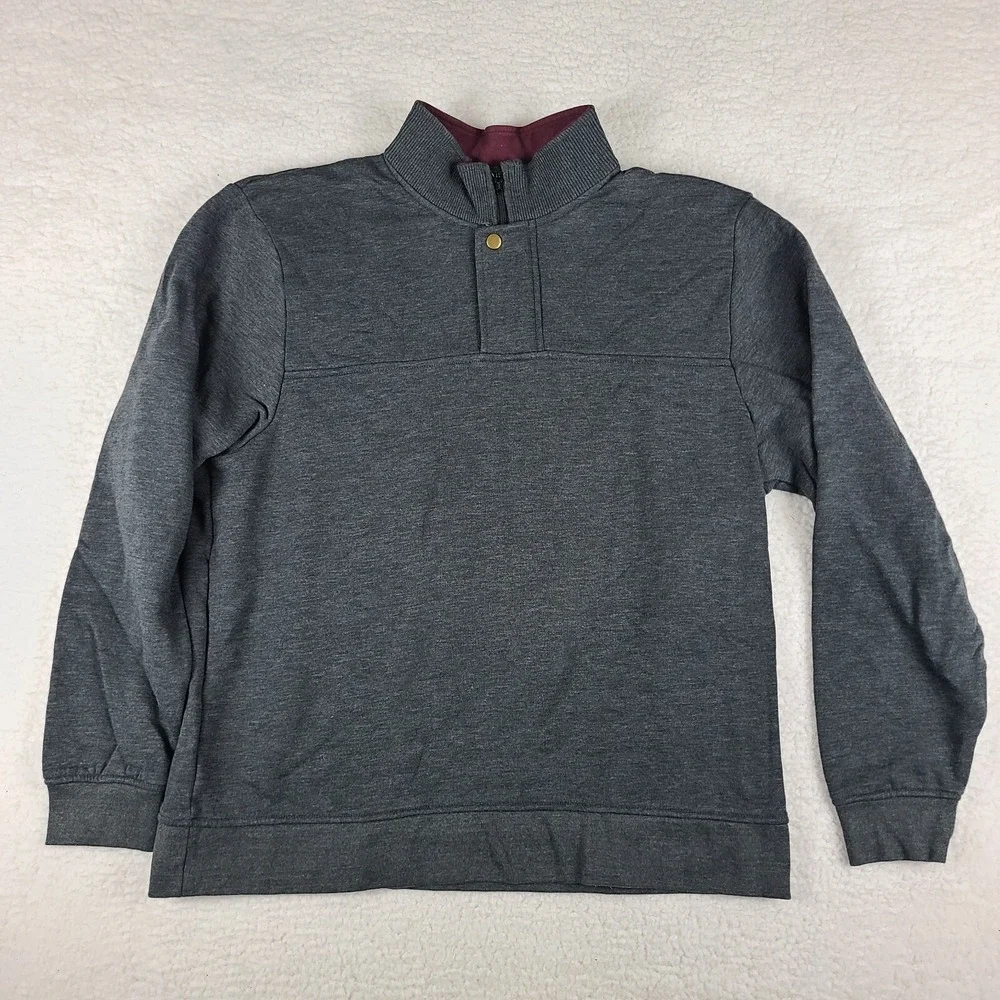 ORVIS‎ Sweater Mens XL Dark Gray Cotton Polyester Quarter Zip Thick Sweatshirt